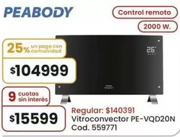 Peabody - Vitroconvector PE-VQVD20N Cod. 559771
