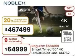 Noblex - Smart Tv led 50" 4K DR50X3500 Cod. 614762