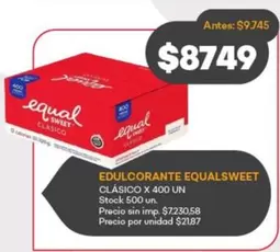 Equalsweet - EDULCORANTE EQUALSWEET CLÁSICO X 400 UN