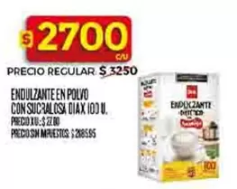ENDULZANTE EN POLVO CON SUCRALOSA DIAX 100 U.