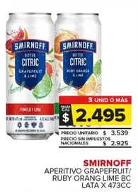Smirnoff - APERITIVO GRAPEFRUIT/ RUBY ORANGE LIME BC LATA