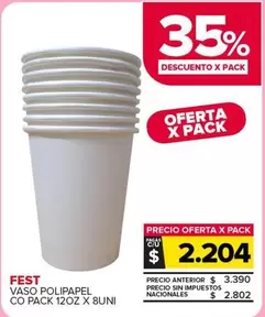 X$ - VASO POLIPAPEL CO PACK 12OZ X 8UNI