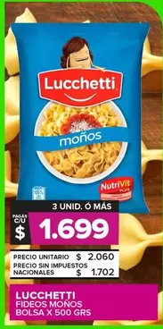 Lucchetti - Fideos Moños Bolsa X 500 GRS