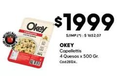 Okey - Capellettis 4 Quesos x 500 Gr. Cod.28124