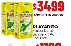 Playadito - Yerba Mate Suave x 1 Kg. Cód:18093