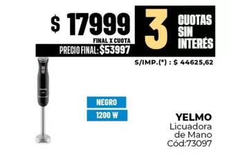 Yelmo - Licuadora de Mano Cód:73097