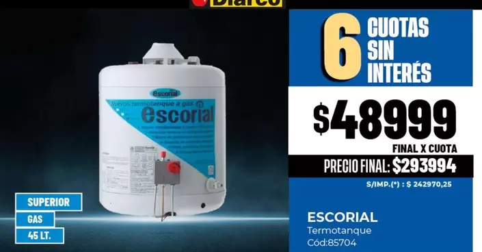 Escorial - Termotanque 45 Lt (codi: 85704)