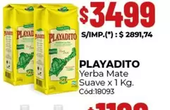Playadito - Yerba Mate Suave x 1 Kg. Cód:18093