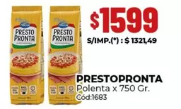 Presto Pronta - PRESTOTOPRONTA Polenta x 750 Gr. Cód:1683