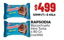 Rapsodia - Bizcochuelo Mini Torta x 80 Gr. Cód:33192