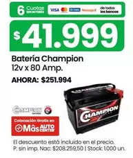 Champion - Batería 12v x 80 Amp.