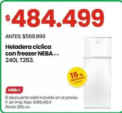 Neba - Heladera ciclica con freezer