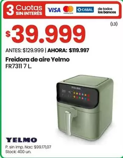 Yelmo - Freidora de aire FR7311 7 L