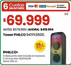 Philco - Tower PHILCO 94TPL5500.