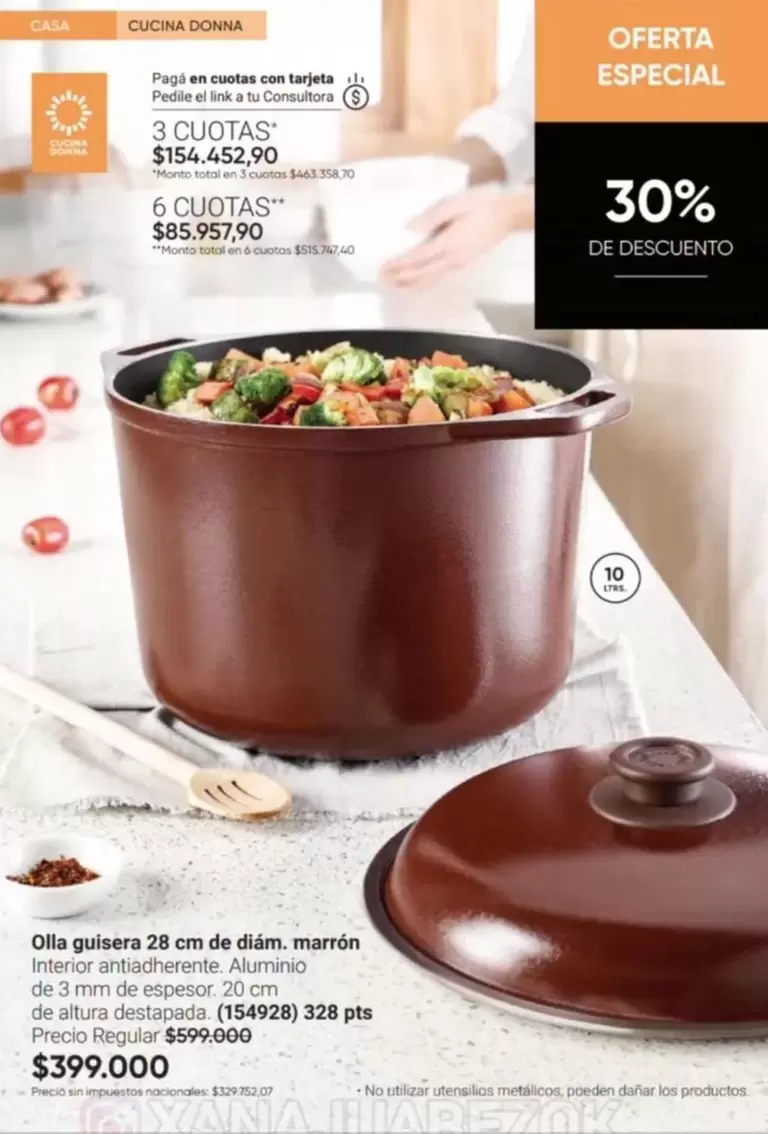 MM - Olla
Interior antiadherente
Aluminio de 3 mm de espesor
30 cm de diámetro