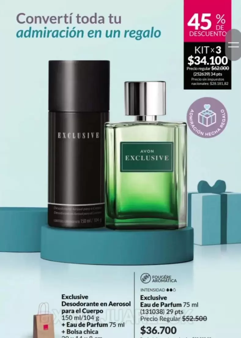 Avon - Exclusive Eau de Parfum 75 ml + Desodorante en Aerosol