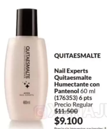 Avon - Nail Experts Quitaesmalte Humectante con Pantenol 60 ml (176353)