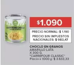 Carrefour - CHOCHO EN GRANOS AMARILLO LATA