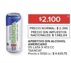 Gancia - APERITIVO SIN ALCOHOL AMERICANO