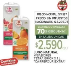 Carrefour - JUGO NATURAL V/SABORES TETRA BRICK X 1 L.