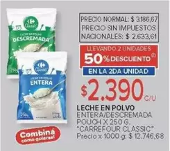 Carrefour - LECHE EN POLVO Entera/Descremada
