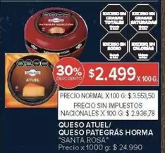 santa Rosa - QUESO ATUEL / QUESO PATEGRÁS HORMA