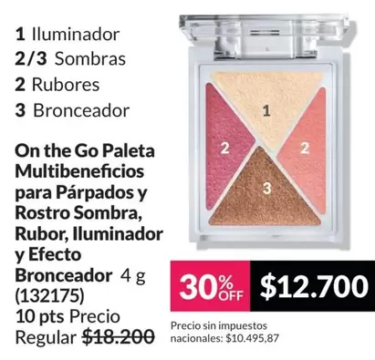 Efecto - On the Go Paleta Multibeneficios para Párpados y Rostro Sombra, Rubor, Iluminador y  Bronceador 4 g (132175)