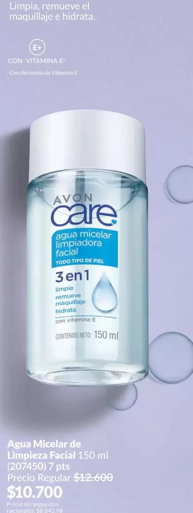 Avon - Agua Micelar de Limpieza Facial 150 ml