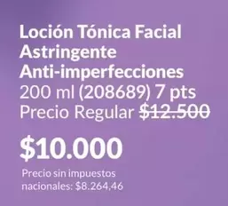 Loción Tónica Facial Astringente Anti-imperfecciones 200 ml (208689)