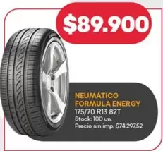 NEUMÁTICO FORMULA ENERGY 175/70 R13 82T