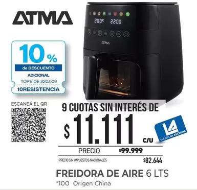 Atma - FREIDORA DE AIRE 6 LTS