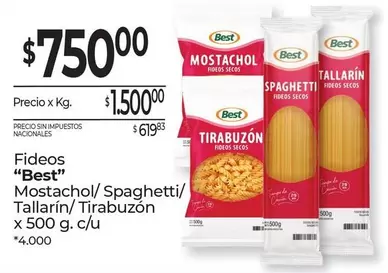 Best - Fideos Mostachol/ Spaghetti/ Tallarín/ Tirabuzón