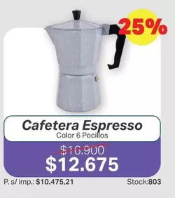 Cafetera Espresso Color 6 Pocillos