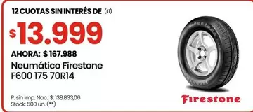 Firestone - Neumático F600 175 70R14