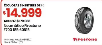 Firestone - Neumático F700 185 60R15