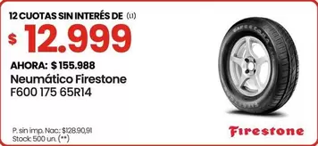 Firestone - Neumático F600 175 65R14