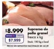 X$ - Suprema de pollo granel fresca