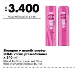 Sedal - Shampoo y acondicionador