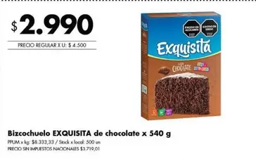 Exquisita - Bizcochuelo de chocolate