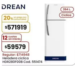 Drean - Heladera ciclica HDR280F00B