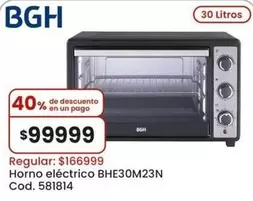 BGH - Horno eléctrico BHE30M23N Cod. 581814