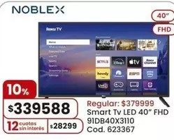 Noblex - Smart Tv LED 40" FHD 91DB40X3110