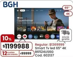 BGH - Smart Tv led 65" 4K B6524US6G