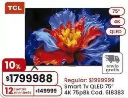 TCL - Smart Tv QLED 75" 4K 75p8k Cod. 618383