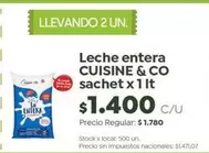 Cuisine - Leche entera sachet