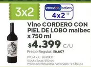 X$ - Vino CORDERO CON PIEL DE LOBO malbec