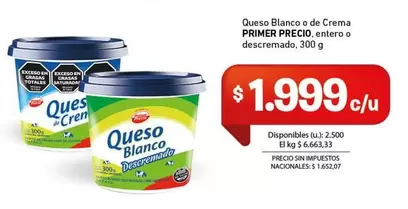 Primer Precio - Queso Blanco o de Crema