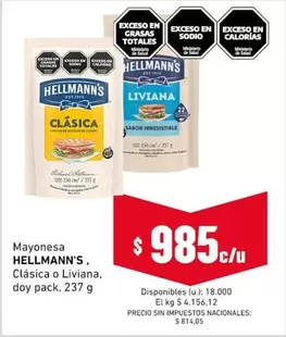 Hellmann's - Mayonesa Clásica o Liviana