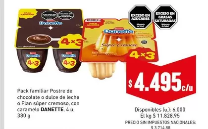 Danette - Postre de chocolate o dulce de leche o Flán súper cremoso, con caramelo