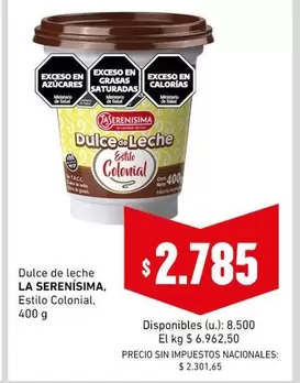 La Serenísima - Dulce de leche Estilo Colonial